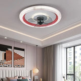 Ventilatore con Luce Soffitto Blu Cerchio Minimalista