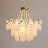 Lampadario Bianco Vetro Decorazione Conchiglia Elegante