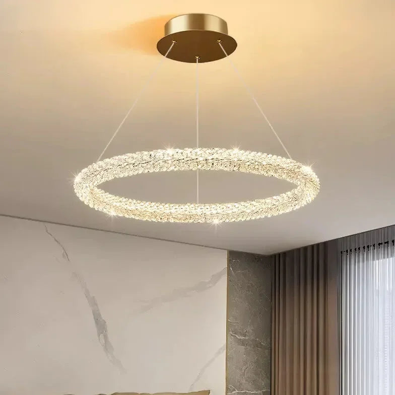 Lampadari Moderni Oro LED Regolabile in Cristallo