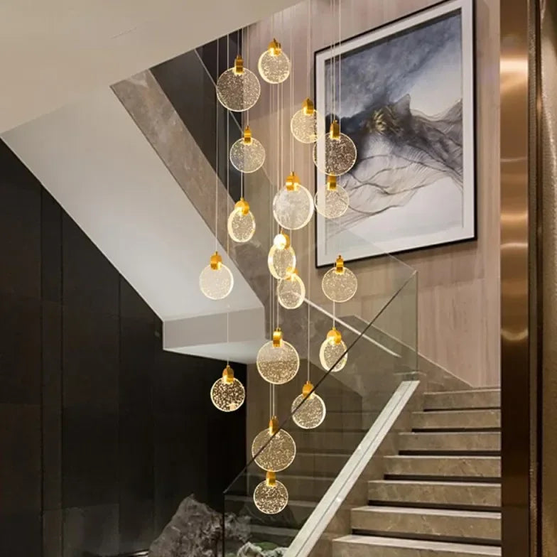 Lampada a sospensione cristallo moderna per scala