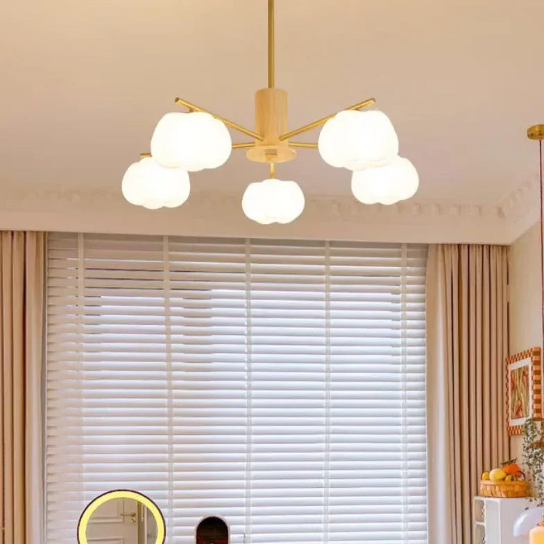 Lampadario Soffitto in Legno a Più Luci per Soggiorno