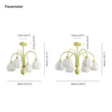 Lampadari a Fiori Soffitto con Bracci in Vetro per Camera da Letto