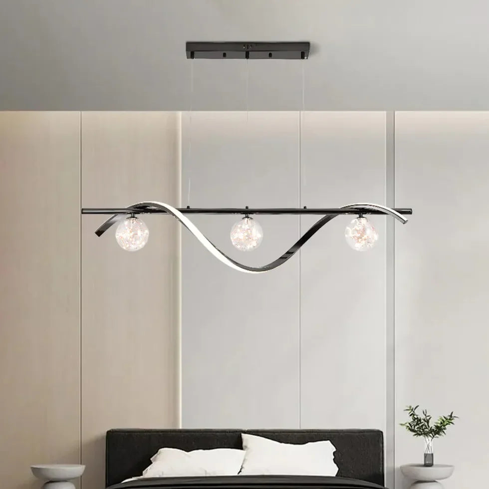 Lampadario a LED Forma Ondulata con Vetro Multiplo