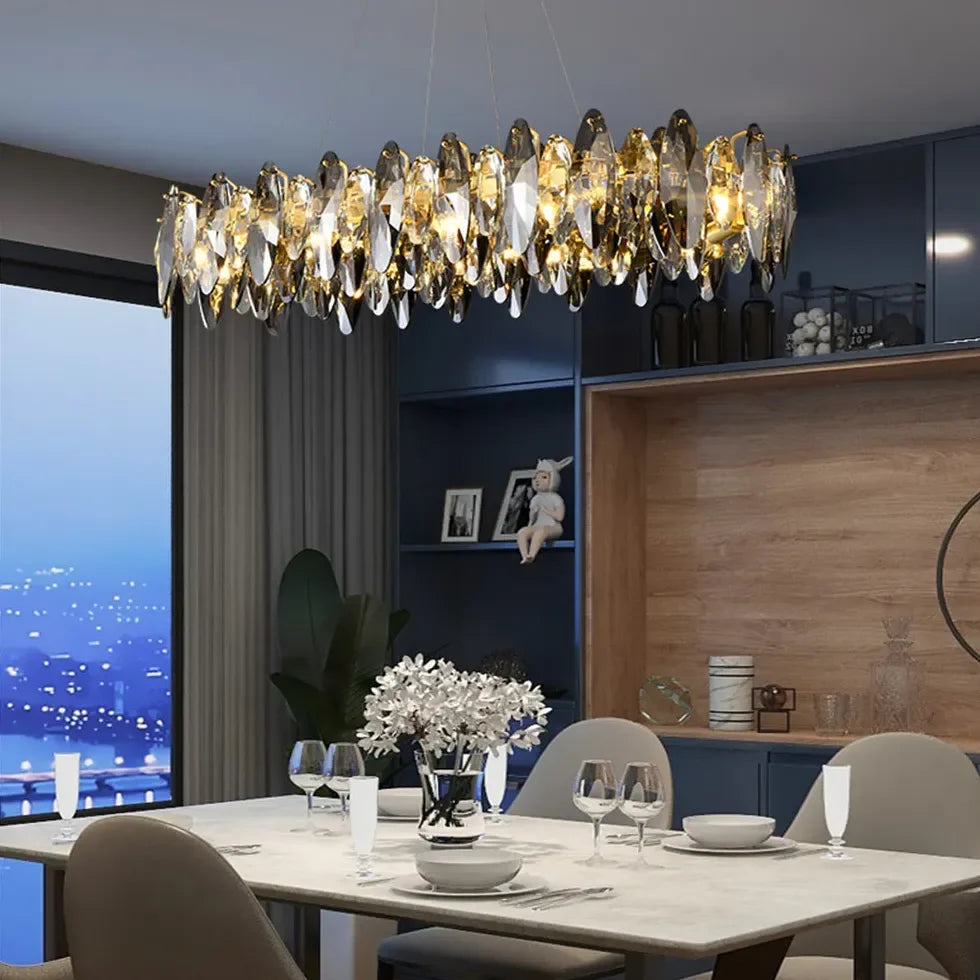 Lussuosi Lampadari Moderni di Cristallo in Ottone