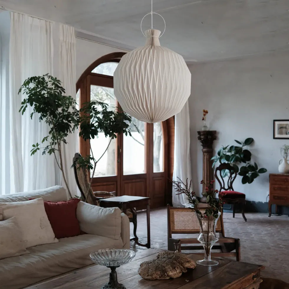 Lampadario Di Carta Pieghevole Bianco per Soggiorno