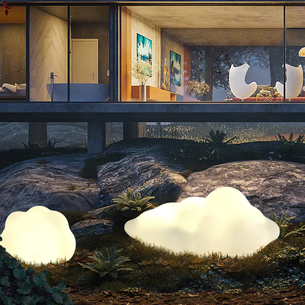 Luci da Giardino Decorative Ricaricabili Bianche a Forma di Nuvola Design Moderno