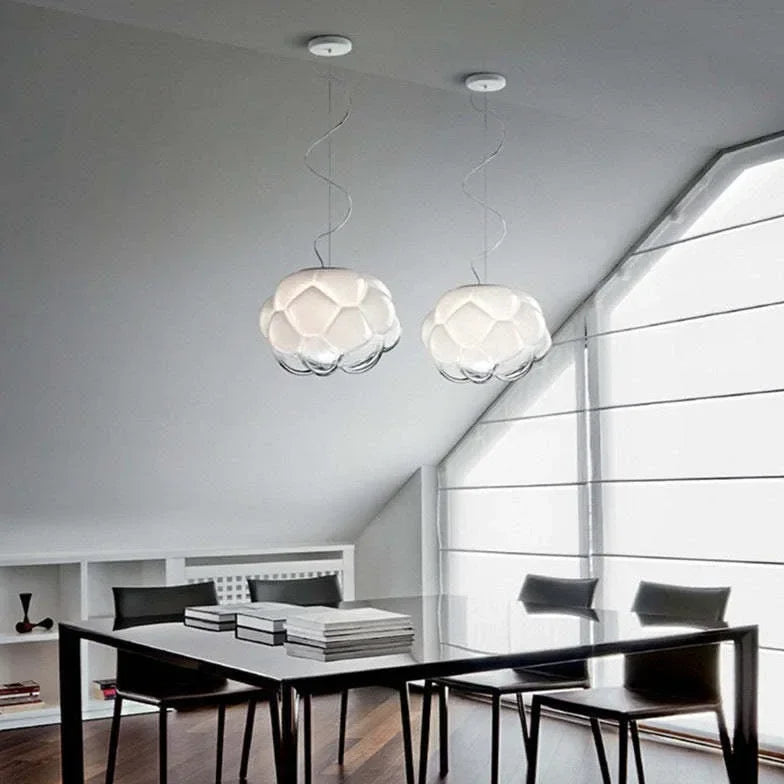 Lampadario Bianco Moderno Design Nuvola in Vetro
