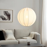 Lampadari con Sfere Pendenti in Tessuto Bianco
