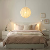 Lampadari con Sfere Pendenti in Tessuto Bianco