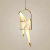 Lampadario con Uccellini Eleganza in Vetro Dorato