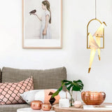 Lampadario con Uccellini Eleganza in Vetro Dorato