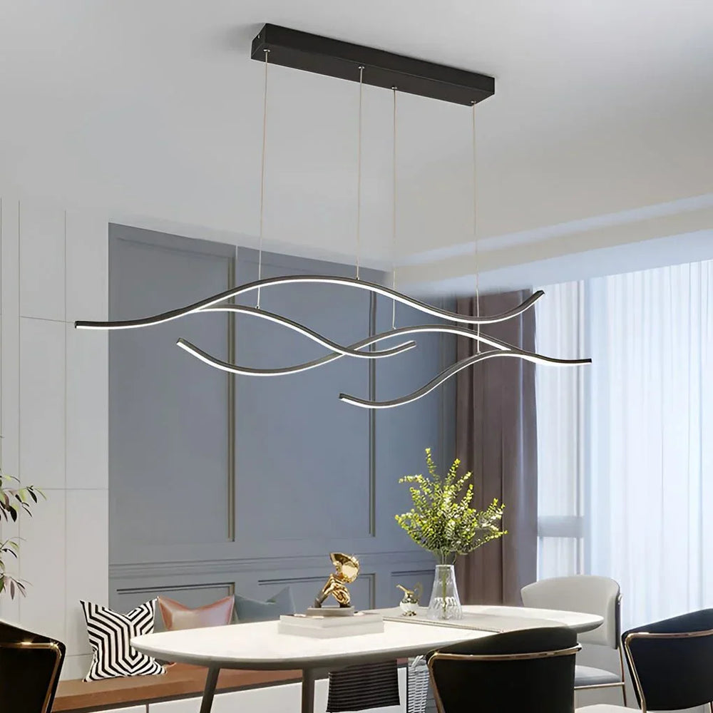 Lampadario moderno a sospensione LED dimmerabile ondulato per sala da pranzo