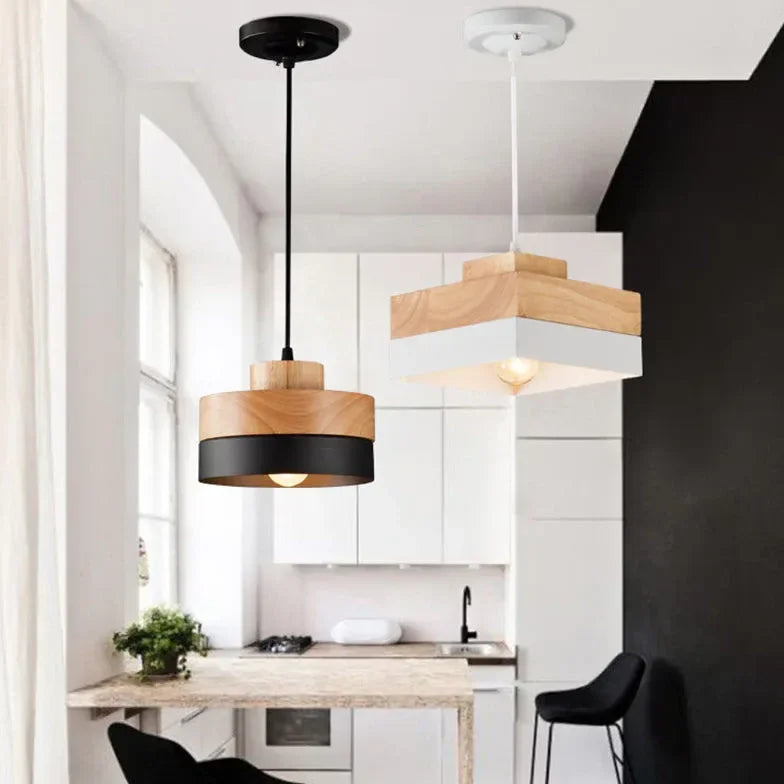 Lampadari Moderni In Legno Per Cucina A Due Colori