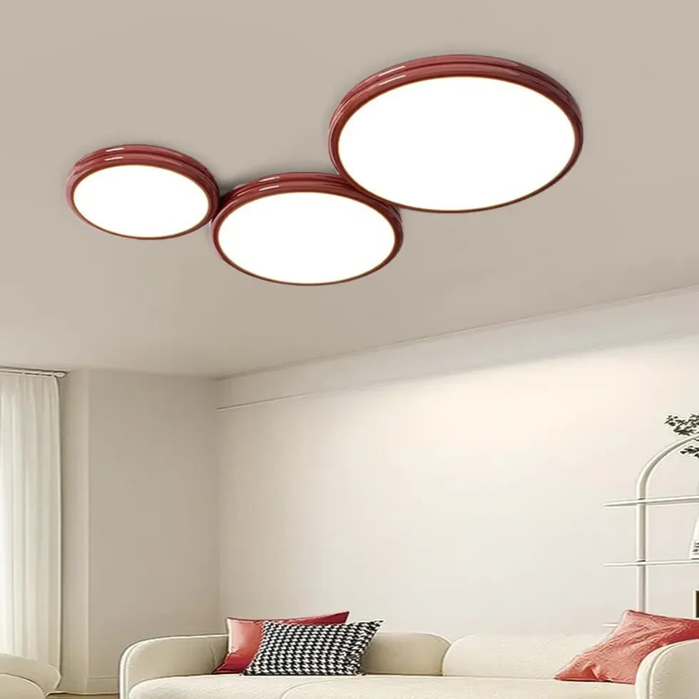 Plafoniera Led Rotonda Elegante Per Soggiorno Rosso