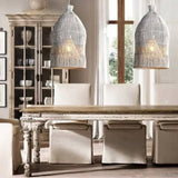 Lampadario in Rattan Nero Naturale Intrecciato