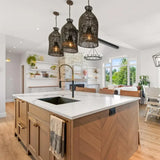 Lampadario in Rattan Nero Naturale Intrecciato