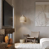 Lampadario in Bambù a Forma di Gabbia Design Minimalista