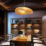 Lampadario in Bambù Stile Nordico Altezza Regolabile per Sala da Pranzo – Luce Calda