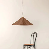 Lampada a Sospensione Cono in Rattan Stile Vintage