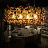 Lampadario Stile Rustico Vintage con Lume in Ferro Rosa