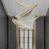 Lampadari Moderni Dorati Sospensione a Piume Multiple