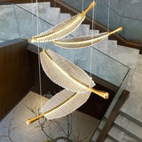 Lampadari Moderni Dorati Sospensione a Piume Multiple