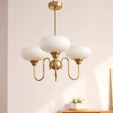 Lampadario da Salotto Vintage con Braccia in Vetro
