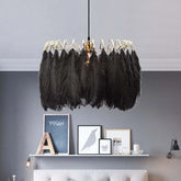 Lampadario Piume Nero Elegante Moderno