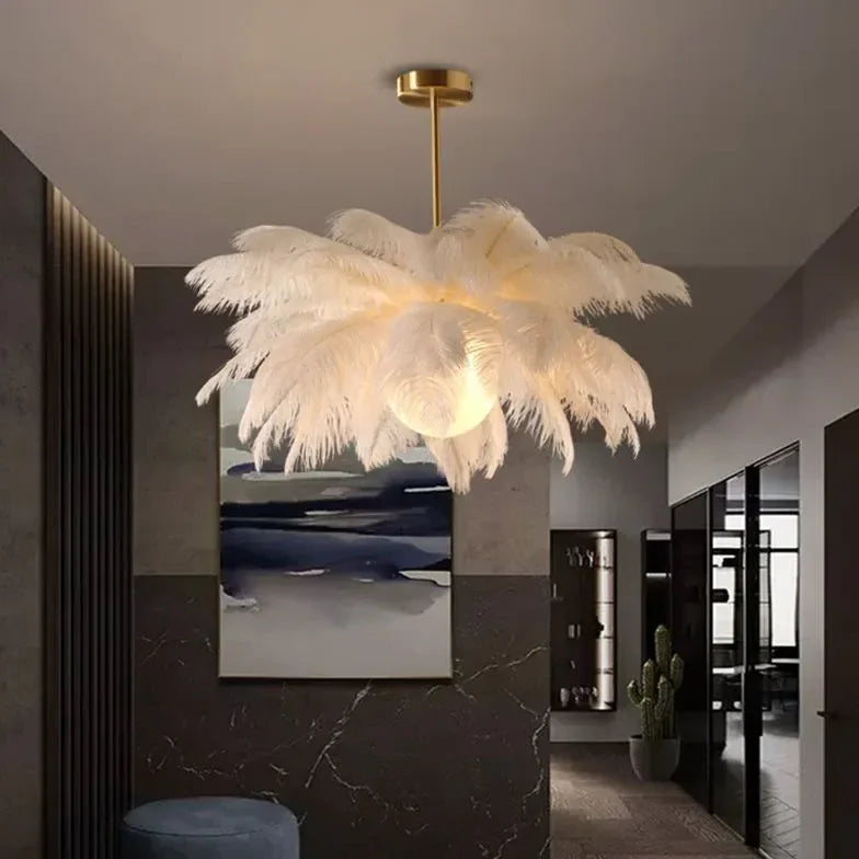 Lampadari Bianchi Moderni Eleganza Forma a Piuma