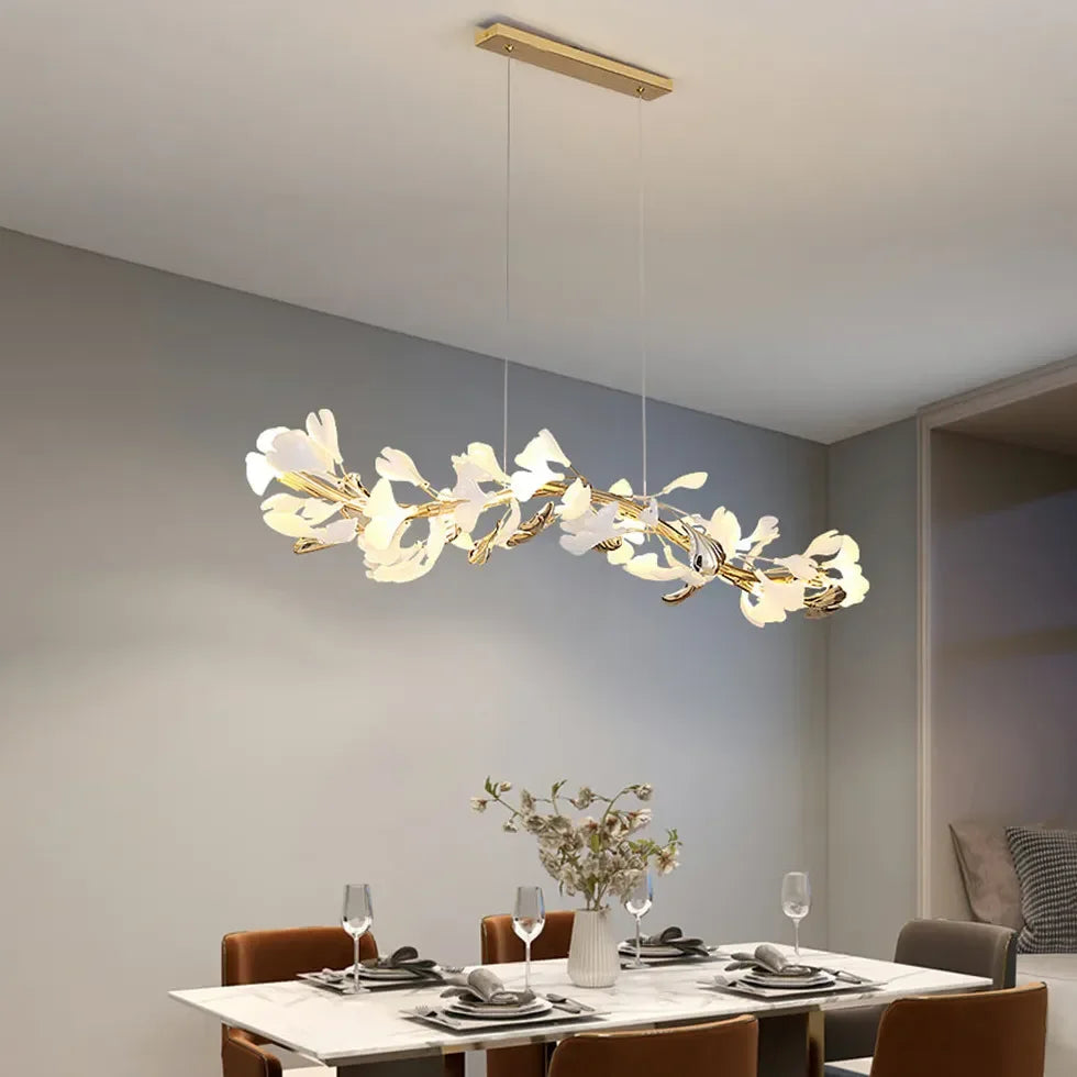 Lampadario Eleganti Moderno in Foglie di Ginkgo Dorate