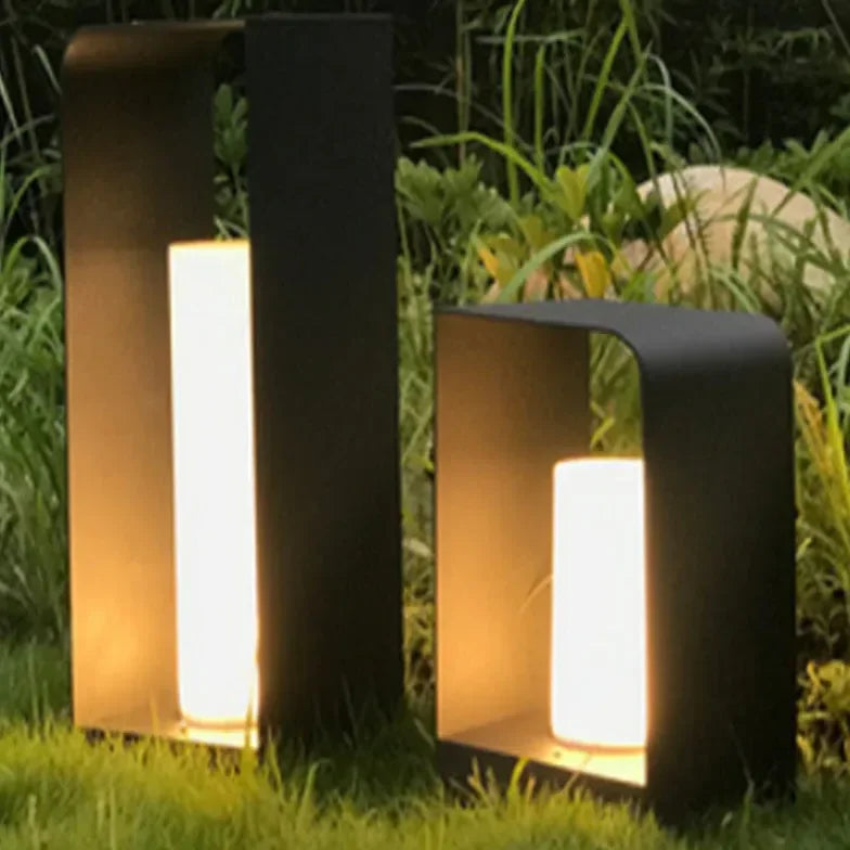 Lampada Arredo da Terra Moderna Solare in Metallo Nero per Terrazzo