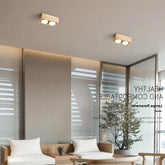 Plafoniera Quadrata LED in Legno per Soggiorno