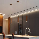 Lampadario Led Legno Nordico ad Altezza Regolabile per Isola Cucina