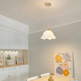 Lampadario a Fiore LED Elegante per Sala da Pranzo Bianca