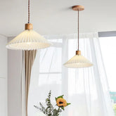 Lampada a Sospensione a Cono in Legno Artistico