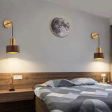 Applique Dorata da Parete in Legno per Camera