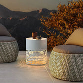 Lampada da Terra per Esterni Bianca con Ripiano