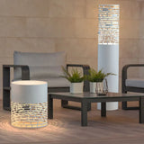 Lampada da Terra per Esterni Bianca con Ripiano