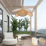 Rosone Lampadario Vintage Design Elegante in Rattan