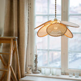 Rosone Lampadario Vintage Design Elegante in Rattan