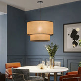 Lampada a Sospensione Cerchio LED in Rattan