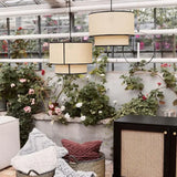 Lampada a Sospensione Cerchio LED in Rattan