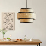 Lampadari a Gabbia con Rattan Naturale