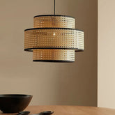 Lampadari a Gabbia con Rattan Naturale