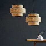 Lampadari a Gabbia con Rattan Naturale