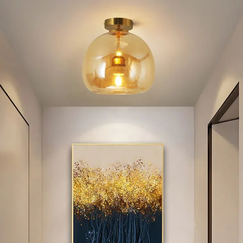 Plafoniera Led Vetro in Stile Mid Century a Sfera per Corridoio