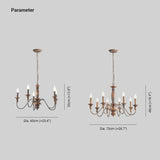 Lampadari in Legno da Soffitto a Candela Stile Vintage