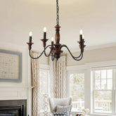 Lampadari in Legno da Soffitto a Candela Stile Vintage