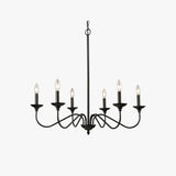 Lampadario a Candela in Metallo Nero Stile Vintage