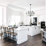 Lampadario a Candela in Metallo Nero Stile Vintage